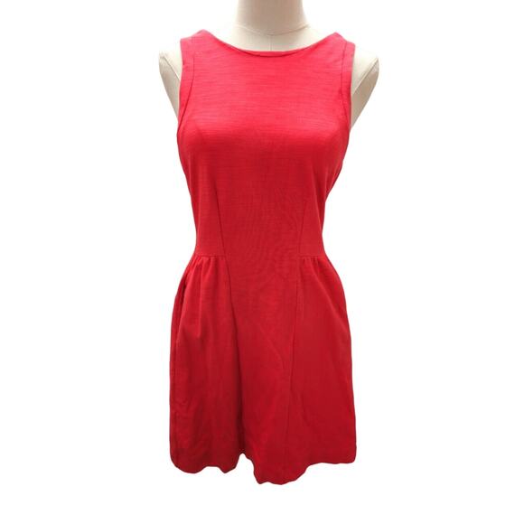 Madewell Dresses & Skirts - Madewell 1937‎ Cap Sleeve Ponte Fit and Flare Coral Dress POCKETS Womens Small